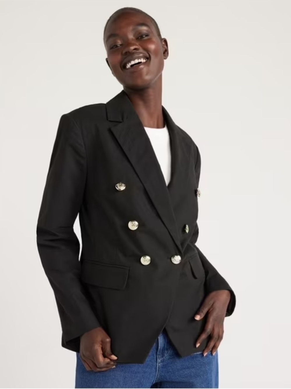 FREE ASSEMBLY Black double breast tailored blazer